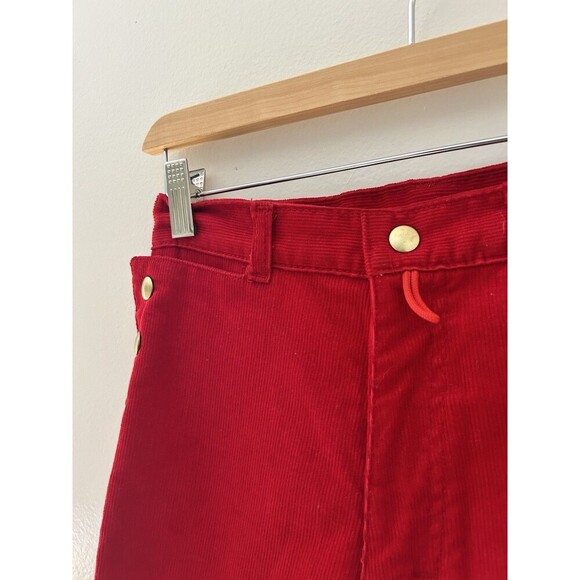 Vintage D.C. One Red Corduroy Sailor Boy Scout Gold Button Capri Pant  Sz 29 - Picture 4 of 7